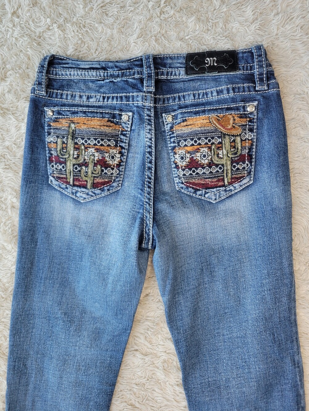 Miss Me Womens Cactus Sombrero Chloe Boot Cut Jeans Embroidered Women’s Sz 28 - Picture 4 of 9